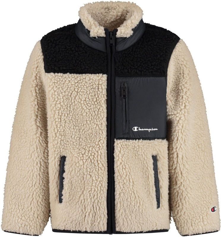 Champion Fleece Jas - Neutral Chino Beige m. Zwart - Champion - 11-12 jaar (146-152) - Fleece Jassen