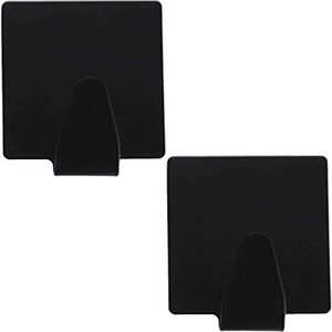 Excellent houseware - Zelfklevende rvs haakjes - zwart - set 8x stuks