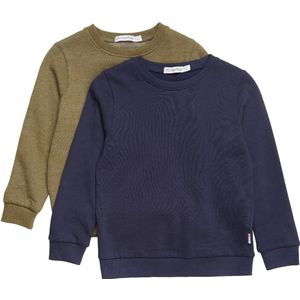 Minymo - Unisex Kids Sweatshirt - Donkergroen - 2-pack