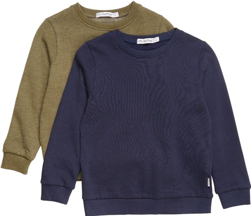 Minymo - Unisex Kids Sweatshirt - Donkergroen - 2-pack