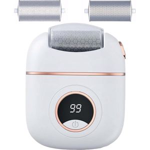 QTTVBTNA -Elektrische Voetvijl met LCD-Display – Oplaadbare Pedicure Set met 3 Schuurkoppen – Voor Eeltverwijdering & Zachte Voeten