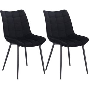 Rootz set van 2 eetkamerstoelen - fluwelen stoelen - metalen stoelen - ergonomisch ontwerp - duurzaam en stevig - comfortabele zit - 46 x 40,5 cm zitmaat