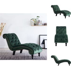 vidaXL Chaise Longue - Groen Fluweel - 145 x 52 x 77 cm - Comfortabele Lounger - Chaise longue
