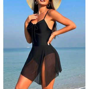 Sexy elegante corrigerende 1 delige badpak badpakjurk zwart maat XS/S