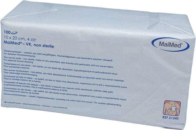 MaiMed non-woven gaascompressen 10cm x 20cm - 100 stuks