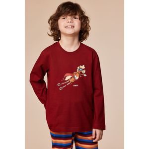 Woody Jongens-Heren pyjama donkerrood - maat S