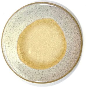 Lucy’s Living Luxe keramische onderzetter JO beige – ø11 cm – aardewerk- ronde onderzetter - bekers - glazen - decoratie – tafelaccessoires - handgemaakt