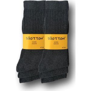 6 paar SQOTTON® Werksokken - Heavy - Antraciet - Maat 39-42