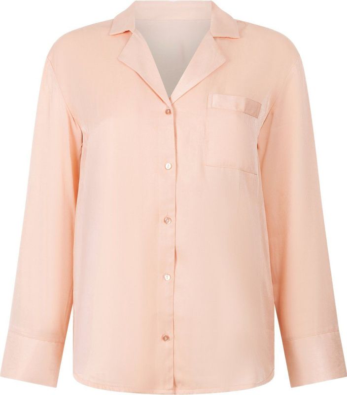 Hunkemöller - Slaapshirt - Pastelroze - Satijn - Lange Mouw