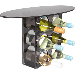 Divino® Wijnrek Doppio solo met ovaal blad, wijnrek, acryl, geschikt voor 6 Flessen stijlvolle presentatie voor jouw wijncollectie - veilig en stevig - perfect voor elk interieur