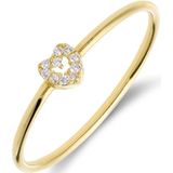 Lucardi - 14 Karaat Geelgouden Ring - Hart met Zirkonia - Dames - 17.50 / 55 mm