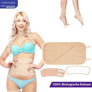 Castor Olie Pack 3-delig van 100% Biologisch Katoen voor Buik & Voeten – Castor Olie Wrap – Castor Olie Pakking – Castor Oil Pack – Hulp bij Detox & Constipatie – Beige – Herbruikbaar – Bodyolie