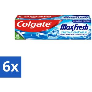 Colgate Max Fresh - Cooling Crystals - Tandpasta - 10x Langere Frisheid - Nieuwe Formule - 75ml - Voordeelverpakking - 6 stuks