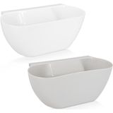 Navaris - 2x Opvangbak - Vuilnisbak - Wit en Grijs - 3,8L - Vaatwasserbestendig