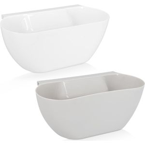 Navaris - 2x Opvangbak - Vuilnisbak - Wit en Grijs - 3,8L - Vaatwasserbestendig