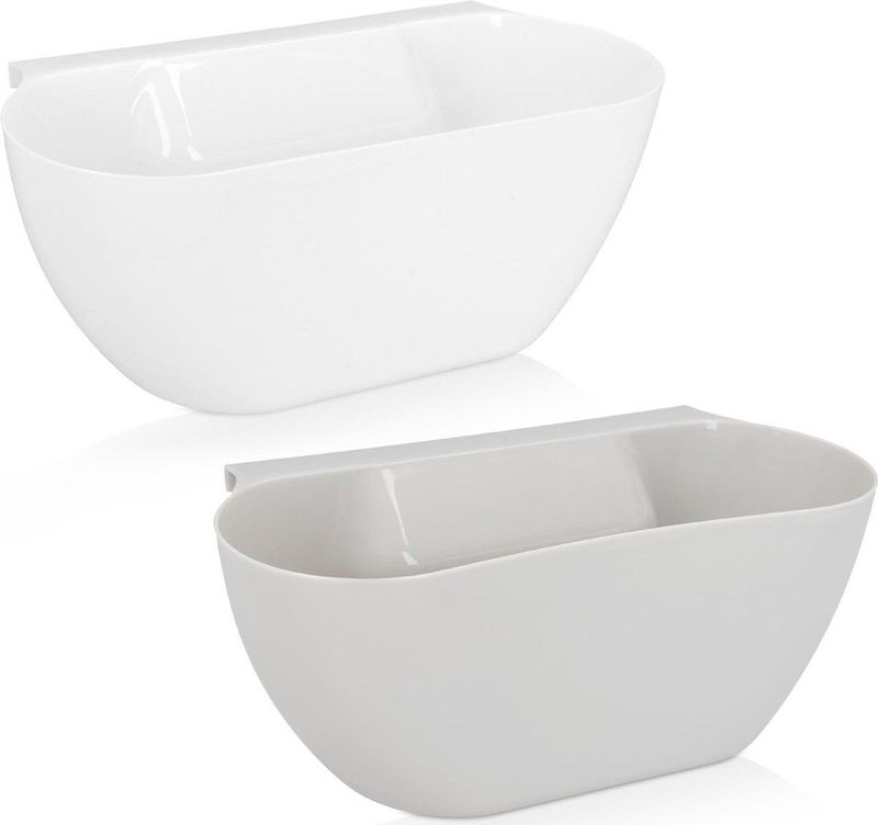 Navaris - 2x Opvangbak - Vuilnisbak - Wit en Grijs - 3,8L - Vaatwasserbestendig