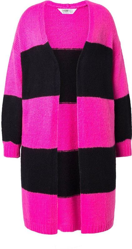 Angel of Style - Dames - Lang vest straight fit blokstrepen - Neon bes - Maat 46+