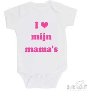 100% Katoenen Romper ""I mijn mama's"" Meisjes Katoen Wit/roze Maat 62/68