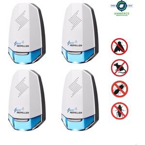 Ammerce® Verjager - Pest Repeller - 4 Pack - Ultrasonische Ongedierte Bestrijder - Muizenverjager - Muizen Bestrijden - Ultrasone Verjager - Pest Reject - Geen Geluid - 100% Veilig
