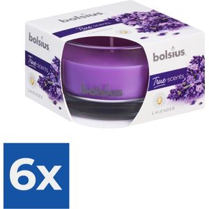 Bolsius Geurkaars 80/50 mm - True Scents Lavendel - Kaars - Sfeer - 1 stuk. - Voordeelverpakking 6 stuks