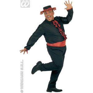 Widmann - Spaans & Mexicaans Kostuum - Flamenco Valencia Shirt Man - Rood, Zwart - XL - Carnavalskleding - Verkleedkleding