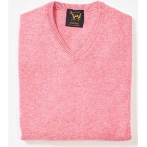 Osborne Knitwear Trui met V hals - Sweater heren in Lamswol - Pullover Heren - Nougat - 4XL