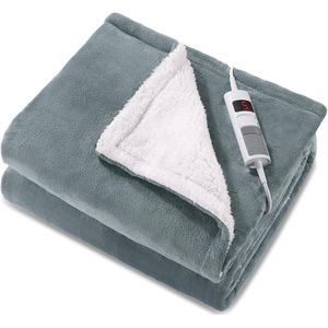 Solene Elektrische Fleecedeken – 130×180 cm – 6 Warmtestanden – Timer (1-6 uur) – Automatische Uitschakeling – Flanel & Lamswol – Wasbaar – Extra Zacht & Ademend