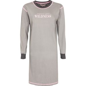 Irresistible Dames Nachthemd - Lange Mouwen - Licht Grijs - Maat S