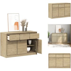 vidaXL Dressoir - Dressoirs - Opbergkast - Wandkast - Dressoir SAUDA 114x43x75,5 cm massief grenenhout eikenkleurig