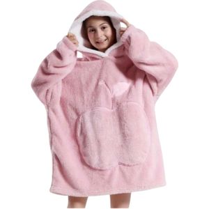 Draagbare Deken Hoodie – Deken met Mouwen – Wearable Blanket – Zachte Dikke Fleece met Gevoerde Capuchon – maat 130/140 – 72 cm – Warm & Comfortabel voor Thuis