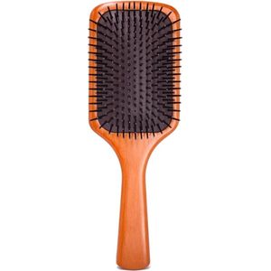 FS- Extra groot hout haarborstel -bruine - Haarborstel antiklit -voor alle haartypen- Hair Brush - Hoge kwaliteit Houten Haarborstel