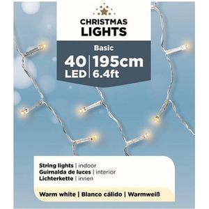 Lumineo kerstverlichting - micro - 40 led lampjes - 195 cm - batterijen - warm wit
