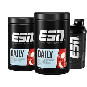 ESN Daily Creatine, Apple Cranberry, 2 x 480 g, 40 Porties Voordeelverpakking met gratis Shaker - Poeder met Creatine, Bioactieve Collageen Peptiden, L-Glutamine en L-Leucine