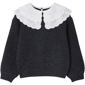 Geborduurde Meisjestrui - Antraciet - Schuimbreisel - Dubbele Kraag