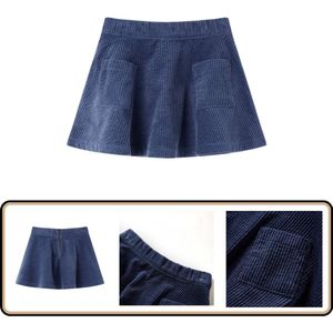 Kinderrok Ribfluweel - Marineblauw - Maat 116 - Met zakken Kinderrok - Meisjesrok - Blauwe Rok - Katoenen Rok - Ribfluweel Rok