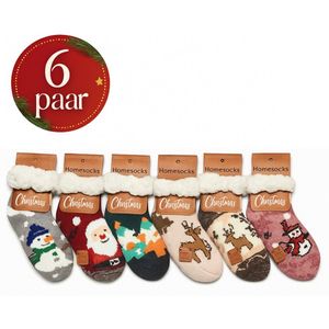 Gevoerde Huissokken met Antislip - Kerstsokken Dames en Heren - Wintersokken - Maat 35-42 - Blauw met IJsbeer