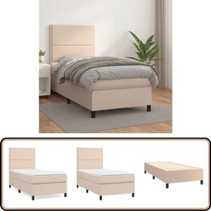 vidaXL Boxspring met Matras Cappuccino 80x200 cm Boxspringbed - Cappucino Kleur - Kunstleder - Verstelbare Hoofdbord - Pocketveer Matras