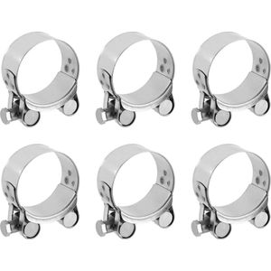 Scharnierboutklemmen roestvrij staal 44-47mm - uitlaatklem slangklem - motorfiets turbo-uitlaatband - smalle band - uitlaatklemmen - 6 stuks