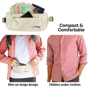 Money Belt voor mannen en vrouwen, RFID-blokkerende waist pack voor paspoort, portemonnee en telefoon, veilig en beschermd voor op reis
