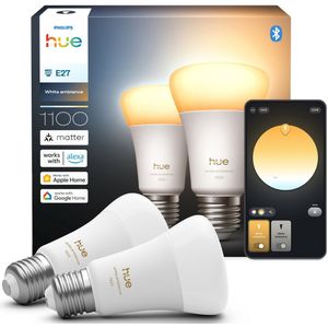 Philips - Hue Smart lamp - Wit - A60 - 2 stuks - Zigbee - White Ambiance