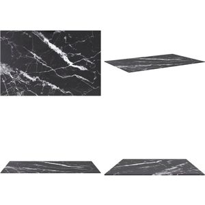 vidaXL Tafelblad 100x62 cm 8 mm gehard glas met marmeren design zwart - Tafelblad - Tafelbladen - Vervangend Tafelblad - Vervangende Tafelbladen