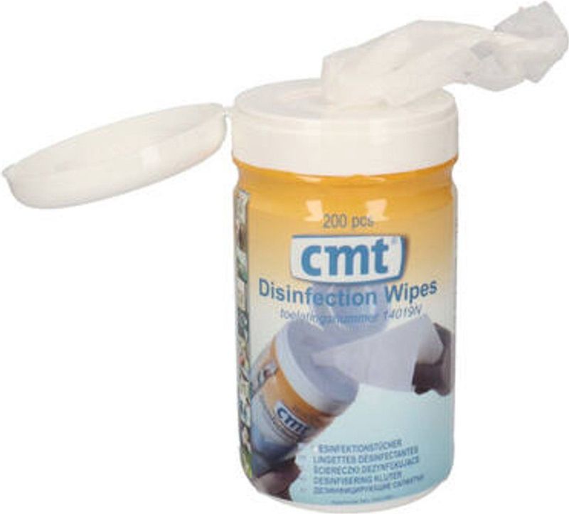 CMT - Desinfectiedoekjes - Pot à 200 Stuks - Non Woven Doeken Doordrenkt met 80% Ethanol