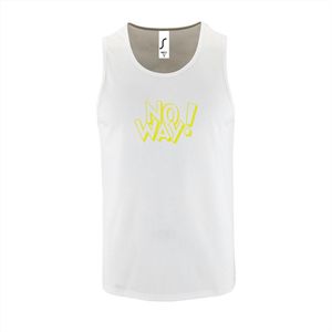 Witte Tanktop sportshirt met ""No Way"" Print Geel Size XL