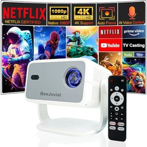 Mini-projector met WiFi, Bluetooth, 360° draaibare standaard en ingebouwde streaming
