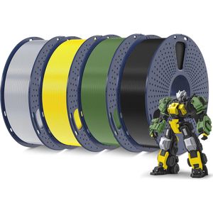 4 kg 3D-printer filament PLA Plus 1,75 mm - Hoogwaardige en veelzijdige PLA+ filament voor FDM 3D-printers in zwart, olijfgroen en geel - 4 spoelen