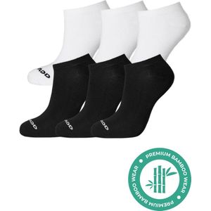 SQQUADD® Bamboe Sneakersokken - Dames en Heren - Unisex 6-pack - Maat 35-38 - Naadloos en Duurzaam - Tegen Zweetvoeten - Bamboo Sokken Sneaker - Wit Zwart Mix
