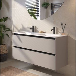 Saqu Gaia Badkamermeubel Set - 121x46 cm - Voorgemonteerd - Mat Greige - Wastafelmeubel - Badmeubel