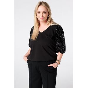 MS Mode Top Top met pailletten pofmouwen