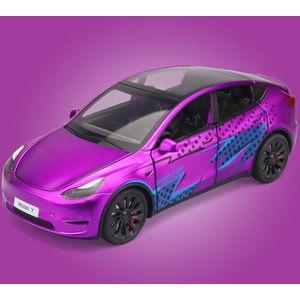 Nezr® Auto Speelgoed Jongens - Tesla Model Y - Modelauto - Geluid en Licht - 1:24 - Paars