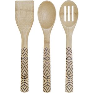 Keukengerei set van 3x stuks van bamboe hout 30 cm - Keuken spatel en pollepels